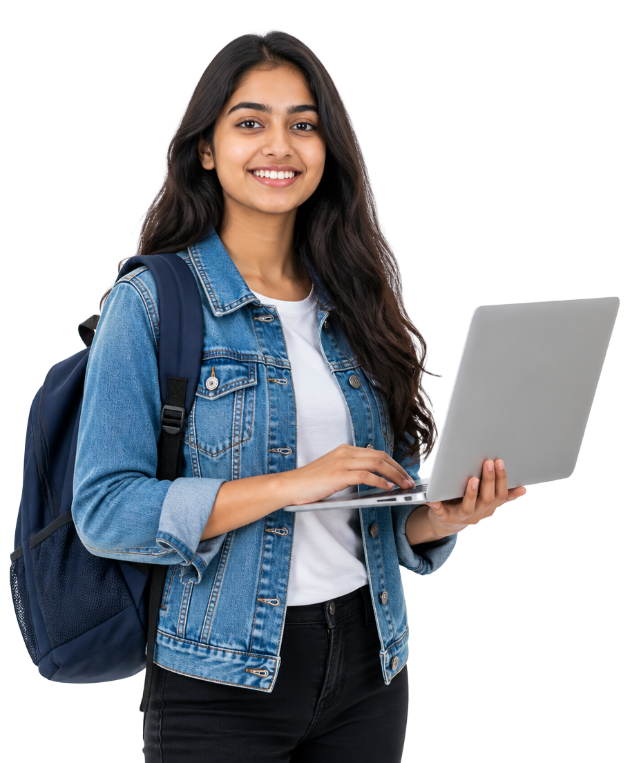 Student holding a laptop, ready for a tech career